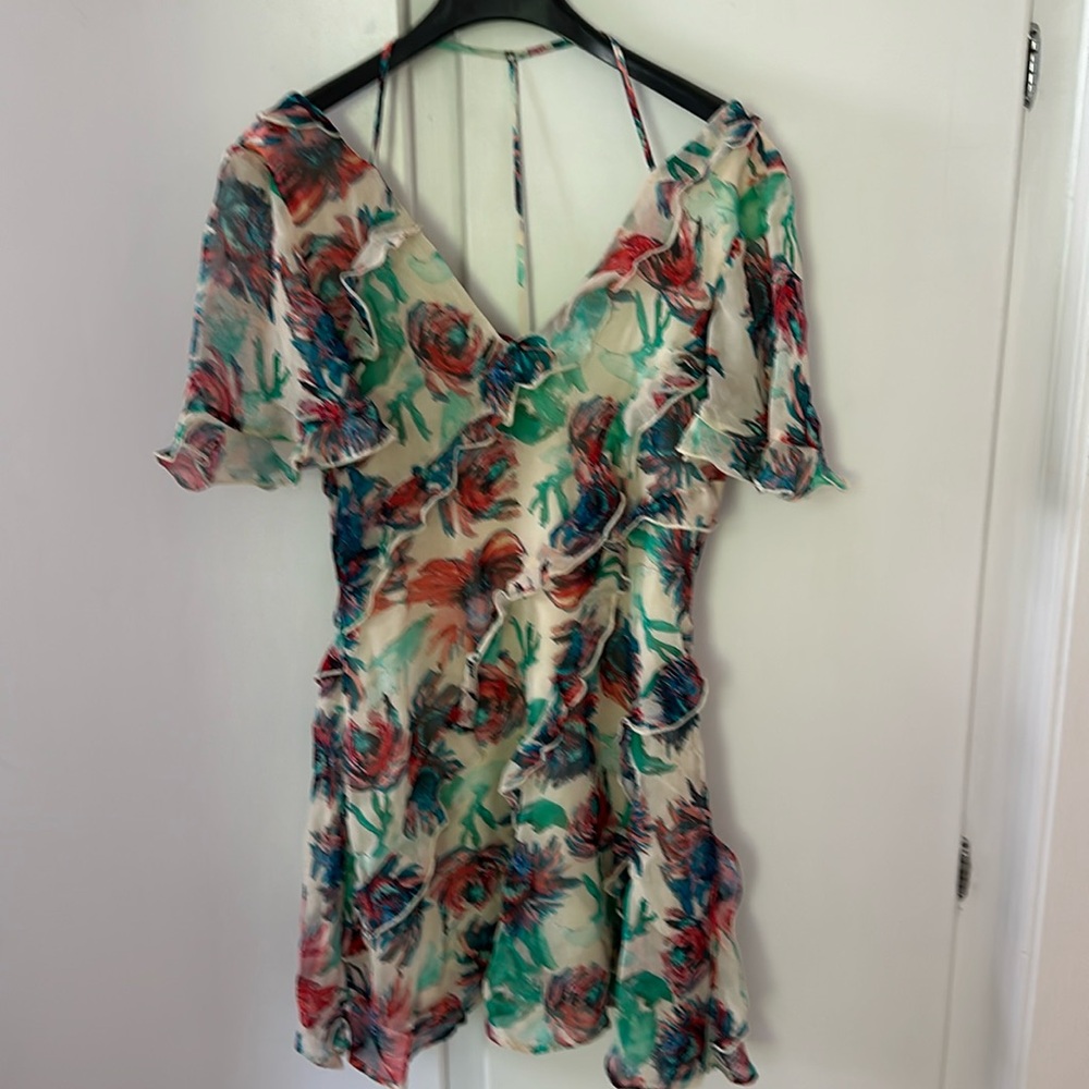 Anthropologie silky viscose floral mini dress size XS